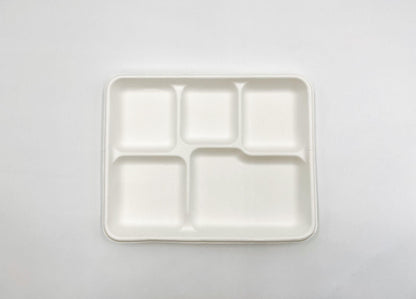 5 Compartment Compostable Tray – 500 pieces - Memeda US